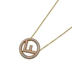 FENDI F is Fendi Rhinestone Necklace Chain Gold Women's